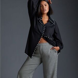 Hannah Lynn Memere embellished button down tunic in black size 2XL